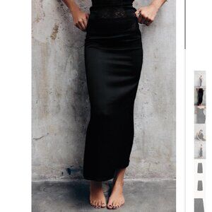 NWT ZARA COMBINATION LONG SKIRT BLACK